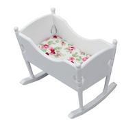 UKCOCO 1Pc Adorable Tiny Cradle Model for Mini Dollhouse Realistic White Rocking Furniture Accessory for Playtime and Photography Prop
