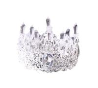 UKCOCO 1pc Baroque Crystal Cake Crown Topper Silver Tiara Dessert Decor for Wedding Birthday Party Elegant Detailed Crown Design Safe Cake Decoration Ornament