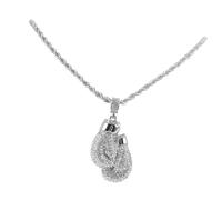 UKCOCO 1pc Boxing Gloves Pendant Necklace Rhinestone Sports Jewelry for Men Women Twisted Chain Eye Catching Boxing Chain Accessory for Sports Lovers