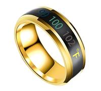 UKCOCO 1Pc Chic Temperature Display Finger Ring for Couples Elegant Gold Smart Ring with Simple Design for Engagement Anniversary Comfortable and Scratch