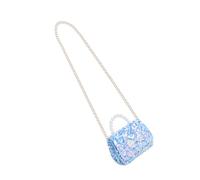 UKCOCO 1Pc Glitter Crossbody Bag with Pearl and Sequin Design Elegant Lake Blue Clutch for Women for Summer Events and Night Outs