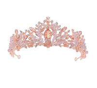 UKCOCO 1pc Pink Diamond Bride Crystal Crown Ornament Stylish Wedding Hair Accessory Elegant Bridal Tiara for Weddings Eye Catching Headpiece Chic Design for Memorable Moments