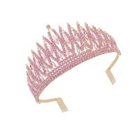 UKCOCO 1Pc Pink Rhinestone Crown Headband Fashion Bride Tiara for Weddings Parties Festivals Charming Hair Accessory for Women Wear