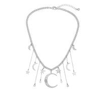 UKCOCO 1PC Star Moon Rhinestone Tassel Necklace for Women Simple Metal Clavicle Chain Elegant Neck Decor Fashionable Jewelry for Stylish Outfits