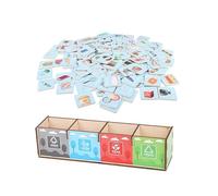 UKCOCO 1Set Educational Garbage Sorting Interactive Parent Cognitive Game for Early Learning Garbage Classification with Bilingual Picture Cards Safe Material for Fun