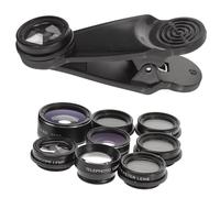 UKCOCO 1set Mobile Phone Camera Lens Kit with Telephoto Fisheye Macro Wide Ultra-wide Angle Cpl Kaleidoscope for Smartphones Black