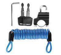 UKCOCO 1set Motorcycle Helmet Lock with Aluminum Alloy Security Compact Lightweight Fixed Helmet Safety Lock for Bikes and Motorbikes Anti-Theft Protection with Blue Cable