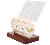 UKCOCO 1set Wooden Perpetual Calendar with Rotating Blocks Adjustable Date Desk Calendar for Office and Home Decorative Vintage Style Month Blocks Classic Desktop Office Supply