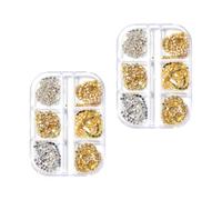 UKCOCO 2 Boxes Punk Style Nail Art Rhinestones Chain Accessories, 6-Compartment Metal Nail Chain Set with Shiny Charms for DIY Manicure Decoration