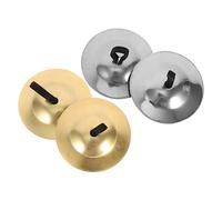 UKCOCO 2 Pairs Finger Cymbals Durable Belly Dance Percussion Instruments for Dancers Smooth Edges for Music and Rhythm Practice Includes Gold and Silver Colors