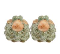 UKCOCO 2 Pcs Ceramic Sheep Plant Pots Green Vintage Glazed