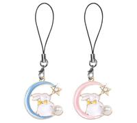 UKCOCO 2 Pcs Cute Rabbit Alloy Keychain Charm Set with Moon Star Design, Simple to Remove and Easy to Decorate, for Phone Case Hanging Ornament or Backpack Accessories