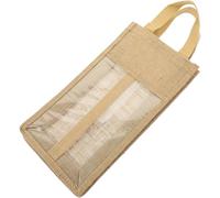 UKCOCO 2 Pcs Handle Wine Bag Portable Burlap Bags with Window 2-divided Linen Pvc Sturdy Rustic Design for Visits and Party Packaging Protect Bottle