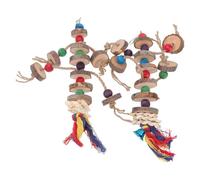 UKCOCO 2 Pcs Hanging Parrot Chew Toys for Birds and Parrots Wooden Beads Fruit Wood Biting Plaything Bird Cage Decoration and Fun Toy for Small