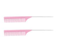 UKCOCO 2 Pcs Lightweight Carbon Fiber Hair Comb with Stainless Steel Tip, Pink Pintail Combs for Barber and Cosmetic Supply Kits with Comfortable Grip