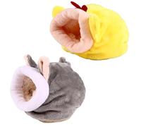 UKCOCO 2 Pcs Plastic Hamster House Warm Pet Bed Set Machine Washable and Easy to Dry Cave Shape for Mice and Gerbil Use in Winter and Cold Weather Random Random Color
