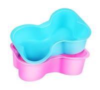 UKCOCO 2 Pcs Silicone Bone Shaped Cake Mold Non Stick Dog Biscuit Baking Pans Blue and Pink High Temperature Resistant Pet Treat Molds for Easy Food Release and Cleanup