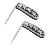 UKCOCO 2 Pcs Silver Tassel Chain Epaulet Shoulder Patches Star Design, Metal Dangle Fringe Shoulder Jewelry for Men’s Jackets and Costume Accessories