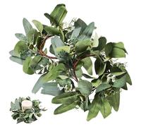 UKCOCO 2 Pcs Small Eucalyptus Candle Rings Wreaths 25cm Decorative Candle Wreaths for Tabletop Decoration, Wedding Centerpieces and Spring Festival Home Décor