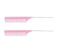 UKCOCO 2 Pcs Stainless Steel Tail Comb and Carbon Fiber Hairdressing Comb Pink Set for Professional Haircutting, Teasing, and Styling Use