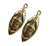 UKCOCO 2 Pieces Brass Buddha Head Pendant Keychain Set with Lotus Leaf Design, Retro DIY Brass Key Ring Pendants for Jewelry Making and Crafts in Uk