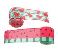 UKCOCO 2 Rolls 5 Yards Watermelon Wired Edge Ribbon 6.3cm Wide Fruit-Themed Creative Ribbon for Wrapping, Bow Making, and Seasonal Wreath Decorations