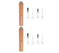 UKCOCO 2 Sets Dual-end Cat Eye Nail Magnet Pen with Wooden Handle and Replaceable Fine Detail Brush - 3-in-1 Magnetic Nail Art Tool for Salon and DIY Manicure