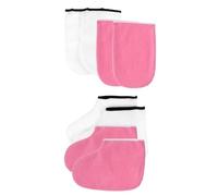 UKCOCO 2 Sets Paraffin Wax Foot Care Covers and Hand Spa Gloves, White and Pink Booties for Dead Skin Removal and Moisturizing Treatment, Practical Heat Retention Mitts for Home Spa Use