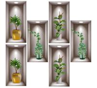 UKCOCO 2 Sets Removable 3D Wall Stickers Realistic Potted Plants Design PVC Material DIY Wall Decals for Kitchens and Public Places Free Combination