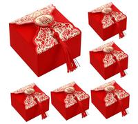 UKCOCO 20 Pcs Portable Red Paper Gift Boxes with Tassel Capacity Wedding Candy Packaging Cases Creative Chinese Style Favor Bags for Party Presents and Storage