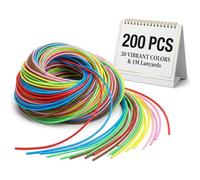UKCOCO 200 PCS Scoobies Strings Kit: 20 Colors 1M Scoubidou Strings - Plastic Lacing Cord Boondoggle Weaving Kit for Bracelets Keyrings and DIY Projects