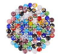 UKCOCO 200pcs 6mm Millefiori Round Glass Beads Mixed Style Loose Beads for DIY Jewelry Making Craft Accessories Random Style