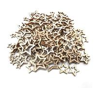UKCOCO 200pcs Wooden Hollow Star DIY Craft Pieces for Educational Graffiti, Mixed Sizes Wood Star Decorations for Boys and Arts and Crafts Projects