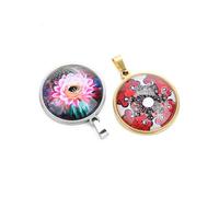 UKCOCO 20pcs 1 Bag Gems Glass Sticker Dome Glass Cabochon round Floral Pattern Mixed Color 18mm Fine Workmanship for Decoration Pendant Trays Creating Wine Charms Crafts Random Color