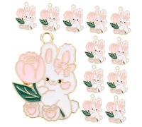 UKCOCO 20pcs Alloy Rabbit Charms for DIY Jewelry Making Cute Pink Keychain Pendants for Bracelet Kits and Handmade Projects Durable and Vibrant Design