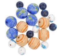 UKCOCO 20pcs Colorful Wooden Beads Set for DIY Jewelry Making Large Hole 30mm Planet Beads with Earth Mars White and Navy Blue Craft Loose for Macrame and Creative Accessories