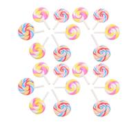 UKCOCO 20pcs Resin Lollipop Decor with Colorful Vivid Design, Lightweight and Sturdy Miniature Decorations for Birthday and DIY Projects, Creative Candy Model for Families