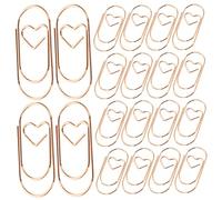 UKCOCO 20Pcs Rose Gold Heart Shaped Metal Paper Clips Decorative Document Fixing Clips for Office Cute Multi Use Paperclips for DIY Bookmarks Photo Albums and School Organization