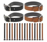 UKCOCO 20pcs Travel Luggage Tag Straps Set, 7-inch Black and Brown Suede Pu Leather Loops with Buckle for Suitcase, Backpack, and Cruise Bag Accessories