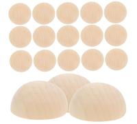 UKCOCO 20pcs Unfinished Half Wooden Balls Mini Hemisphere DIY Craft Supplies for Art Projects Smooth Solid Light Yellow Split Wood Beads for Home Decor and Party
