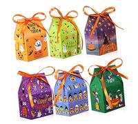 UKCOCO 24Pcs Halloween Candy Bags Treat Boxes with Pumpkin Designs for Halloween Parties Classroom Events Trick Treating Fun