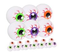 UKCOCO 24pcs Halloween Eyeball Decorations Hollow Bouncy Plastic Eyeballs Colorful Terror Eye Beads for Party Cosplay Horror Props with Purple Orange Green