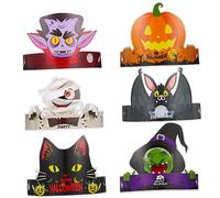 UKCOCO 24Pcs Paper Halloween Hats Lightweight Comfortable Cosplay Props with Unique Designs of Pumpkins Witches Bats Cats for All Ages Halloween Decoration for Parties