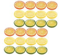UKCOCO 24pcs Simulation Lemon Slices Realistic Fruit Models for Home Kitchen Party Decoration Reusable DIY Photography Props Small Green Yellow Orange Citrus Ornaments