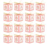 UKCOCO 25 Sets Shower Favor Boxes Candy Boxes round Tags Pink European Style for Guests with Fine Gold Glitter Suitable for Shower Decorations