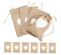 UKCOCO 25pcs Linen Drawstring Gift Packaging Bags with Heart Pattern Portable Coin Pouches for Christmas Wedding Jewelry Candy Storage and Lightweight Sundries Containers