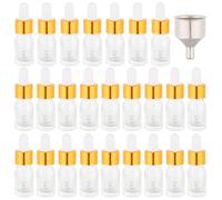 UKCOCO 25pcs Transparent Glass Dropper Bottles with Funnel Reusable Essential Oil Storage Containers for Aromatherapy DIY Cosmetics and More Convenient and Space Saving Design