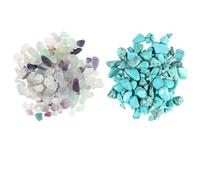 UKCOCO 2pack Natural Crystal Stones Aquarium Macadam Pebbles Colorful Decorative Rubble for Fish Tank Vase Flowerpot Safe for Fresh Salt Water Easy to Clean Kallaite Fluorite