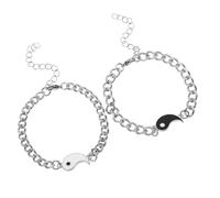 UKCOCO 2pcs Adjustable Couple Bracelets Durable Stainless Steel Matching Bracelets for Long Distance Relationships for Girlfriend Boyfriend and Special Occasions