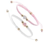 UKCOCO 2pcs Adjustable Heart Bracelets for Couples Woven Braided for Girlfriend Boyfriend Friendship Colorful Design Secure Fit Durable Material